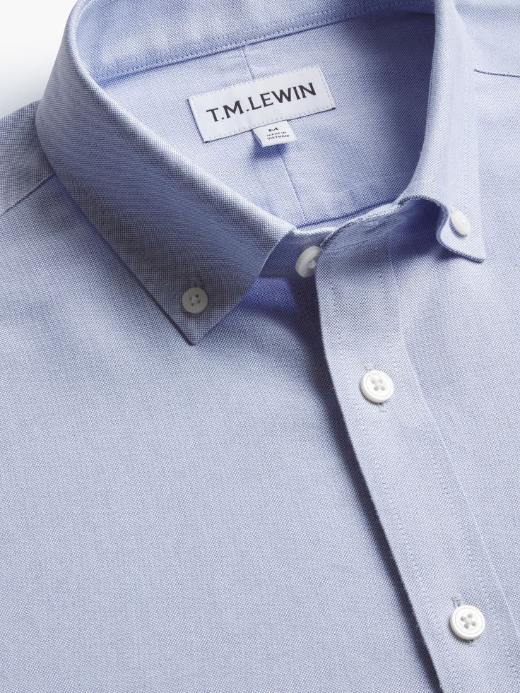 Wovynair Linen Oxford Shirt in pale blue — woven Egyptian linen, mother-of-pearl buttons